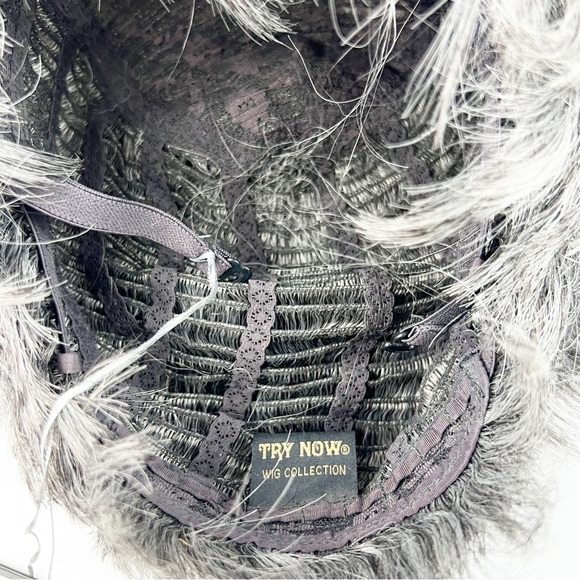 NWT Try Now Wig Dark Gray Short Hair Style Synthetic Bangs - Picture 6 of 9